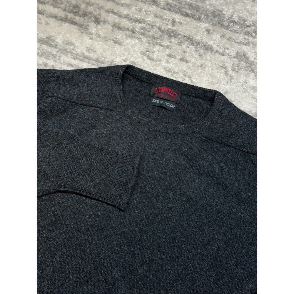 O'Connell's Sweater Mens XL Charcoal Gray Lambswool Crewneck Made in Scotland
